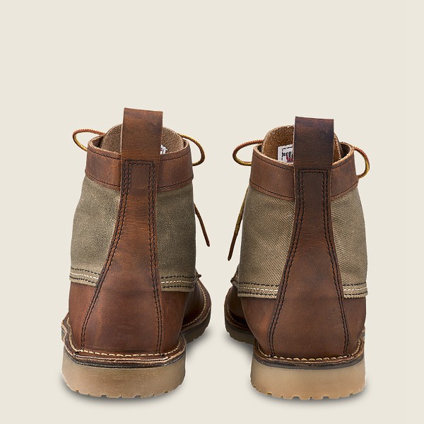 Red Wing Mens Weekender Canvas Moc - 6-inchr Rough & Tough Leather - Heritage Boots Brown - 0269GBRC